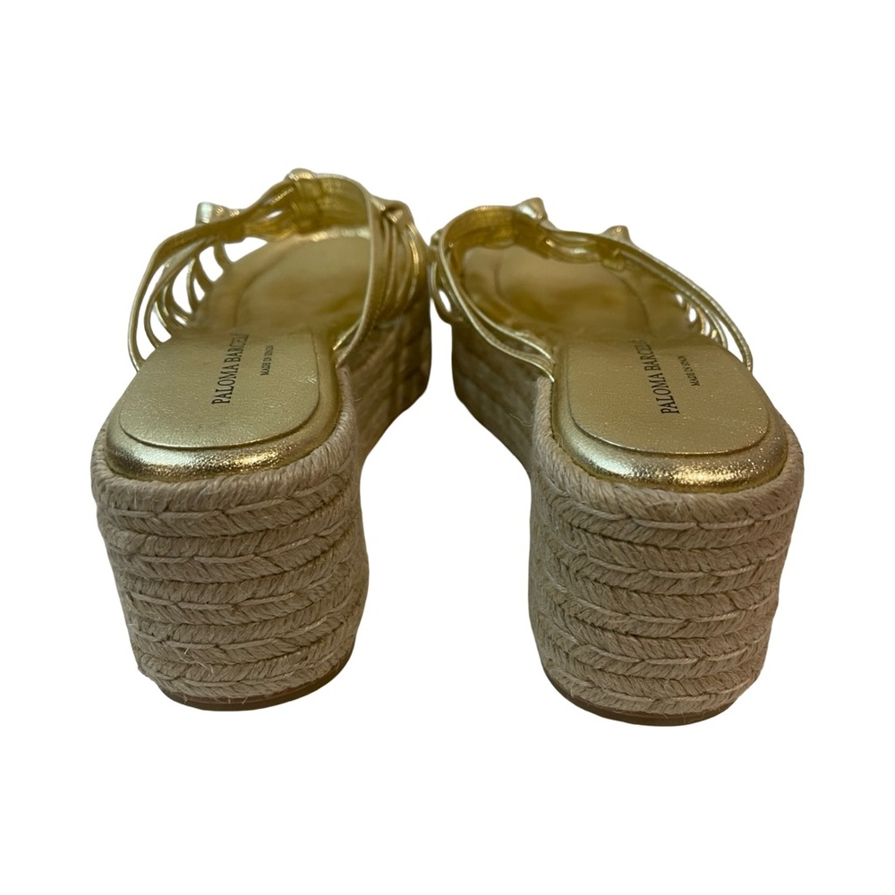 Paloma Barcelo "Jama" Gold Leather Sandals Women's Espadrilles Made in Spain, 38 - Picture 9 of 11